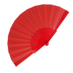 Abanico de poliéster en colores con mango de plástico personalizable color rojo