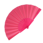 Abanico de poliéster en colores con mango de plástico personalizable color rosa segunda vista