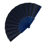 Abanico de poliéster en colores con mango de plástico personalizable color azul oscuro