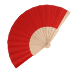 Abanico de RPET en colores con mango de madera personalizable color rojo