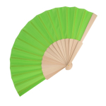 Abanico de RPET en colores con mango de madera personalizable color verde lima