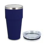 Vaso térmico con interior de cerámica y tapa transparente 500ml color azul oscuro segunda vista