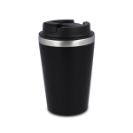 Vaso térmico de acero inoxidable de tapa negra y borde plateado 350ml color negro