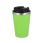 Vaso térmico de acero inoxidable de tapa negra y borde plateado 350ml color verde lima