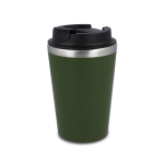 Vaso térmico de acero inoxidable de tapa negra y borde plateado 350ml color verde oliva