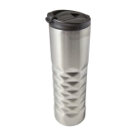 Vaso térmico de acero inoxidable texturizado en parte de abajo 460ml color plateado cuarta vista