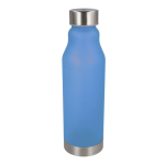 Botella de RPET reutilizable antigoteo con acabado frosted 600ml color azul