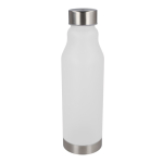 Botella de RPET reutilizable antigoteo con acabado frosted 600ml color blanco