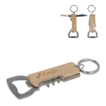 Llavero de bambú con multifunción de abridor de vino y botellas