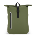Mochila rolltop enrollable de PU con detalles reflectantes 20L color verde oliva segunda vista