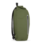 Mochila rolltop enrollable de PU con detalles reflectantes 20L color verde oliva tercera vista