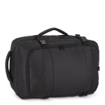 Mochila de RPET  ideal para viajes con amplios compartimientos color negro tercera vista