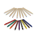 Caja de papel kraft con juegos de lápices de colores y ceras color natural segunda vista