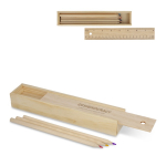 Caja deslizante de madera personalizable con 12 lápices de colores