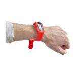 Podómetro de silicona con contador de pasos, calorías y distancia color rojo quinta vista