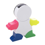 Marcador en forma de muñeco con 4 colores fluorescentes con limpiador color blanco primera vista