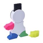 Marcador en forma de muñeco con 4 colores fluorescentes con limpiador color blanco décima vista