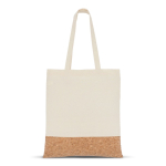Bolsa de algodón con detalle de corcho en la base 170 g/m2 color natural segunda vista