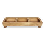 Mini mesa de madera de acacia con 3 compartimientos para meriendas color madera segunda vista