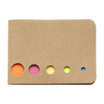 Notas adhesivas en 5 distintos colores con tapa de cartón color marrón primera vista