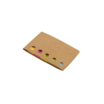 Notas adhesivas en 5 distintos colores con tapa de cartón color marrón cuarta vista