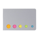 Notas adhesivas en 5 distintos colores con tapa de cartón color plateado primera vista