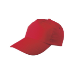 Clásica gorra de algodón de 5 paneles con cierre de plástico color rojo tercera vista