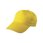 Clásica gorra de algodón de 5 paneles con cierre de plástico color amarillo cuarta vista