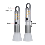 Linterna de aluminio reciclado de luz LED con función de zoom color plateado segunda vista