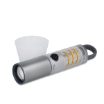 Linterna de aluminio reciclado de luz LED con función de zoom color plateado tercera vista