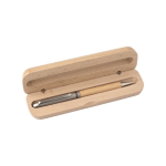 Bolígrafo de madera con estuche a juego tinta alemana Dokumental azul color marrón primera vista