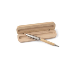 Bolígrafo de madera con estuche a juego tinta alemana Dokumental azul color marrón cuarta vista