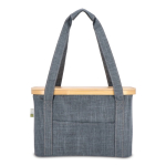 Cesta de picnic con tapa de madera y bolsa nevera en el interior color gris oscuro