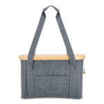 Cesta de picnic con tapa de madera y bolsa nevera en el interior color gris oscuro segunda vista