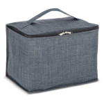 Cesta de picnic con tapa de madera y bolsa nevera en el interior color gris oscuro