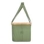 Cesta de picnic con tapa de madera y bolsa nevera en el interior color verde oliva quinta vista