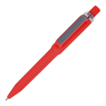Bolígrafo de plástico reciclado con acabado suave y tinta azul color rojo