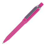 Bolígrafo de plástico reciclado con acabado suave y tinta azul color rosa