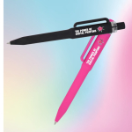 Bolígrafo de plástico reciclado con acabado suave y tinta azul color rosa septima vista
