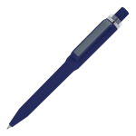 Bolígrafo de plástico reciclado con acabado suave y tinta azul color azul oscuro