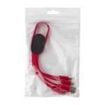 Set de cables de carga 4 en 1 con mosquetón y logotipo iluminado color rojo segunda vista