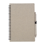 Libreta y bolígrafo a juego de paja de trigo A5 hojas a rayas color marrón primera vista