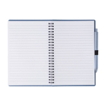 Libreta y bolígrafo a juego de paja de trigo A5 hojas a rayas color azul tercera vista