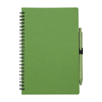 Libreta y bolígrafo a juego de paja de trigo A5 hojas a rayas color verde primera vista