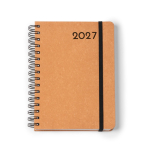 Agenda con anillas y tapa de cuero reciclado de tamaño A5 color marrón segunda vista