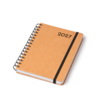Agenda con anillas y tapa de cuero reciclado de tamaño A5 color marrón vista detalle 1