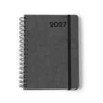 Agenda con anillas y tapa de cuero reciclado de tamaño A5 color negro segunda vista