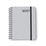 Agenda con anillas y tapa de cuero reciclado de tamaño A5 color gris segunda vista