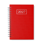 Agenda con anillas y tapa de cuero sintético de tamaño A5 color rojo segunda vista
