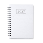 Agenda con anillas y tapa de cuero sintético de tamaño A5 color blanco segunda vista
